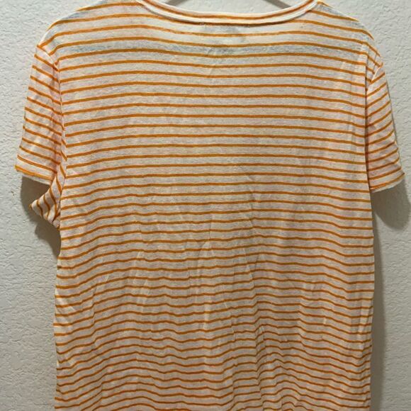 FRAME Orange Striped Crop Top 100% Organic Linen sz Large - Picture 5 of 7